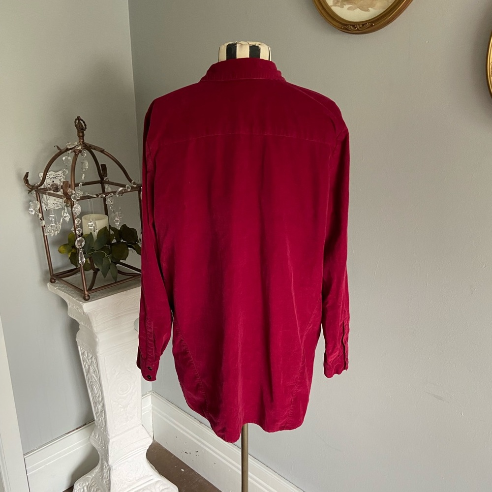 J. Jill Red Corduroy Button Up Size Medium - image 3
